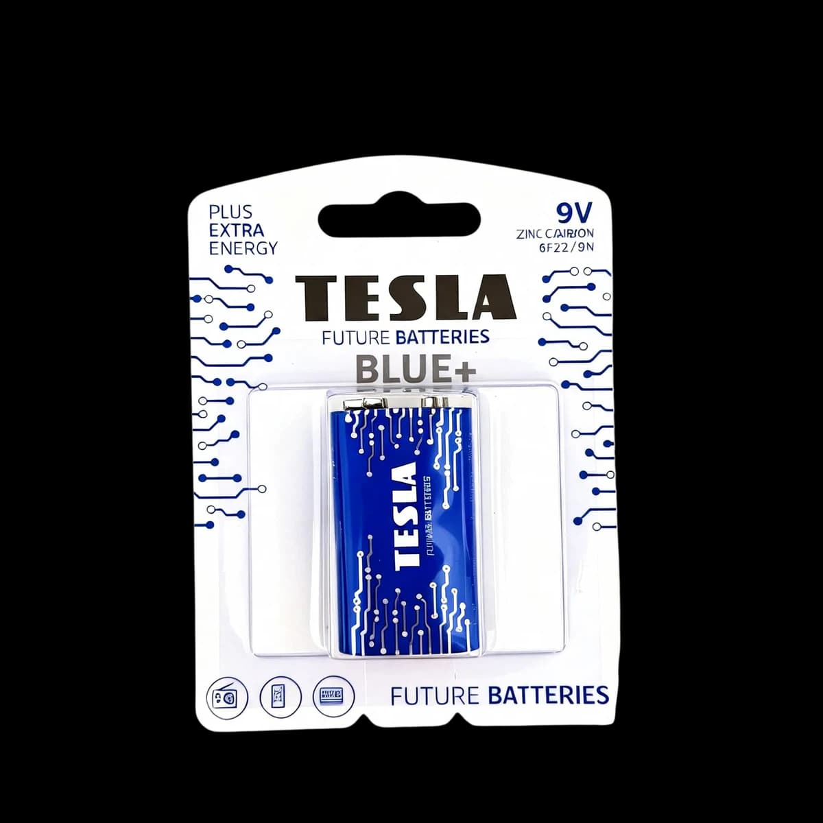 Батарейка солевая Tesla Blue+ 9V («Крона» / 6F22), 1 шт.