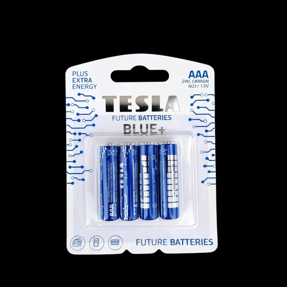 Tesla Blue+ Zinc-Chloride Batteries AAA (R03 / 1.5V), 4 pcs.
