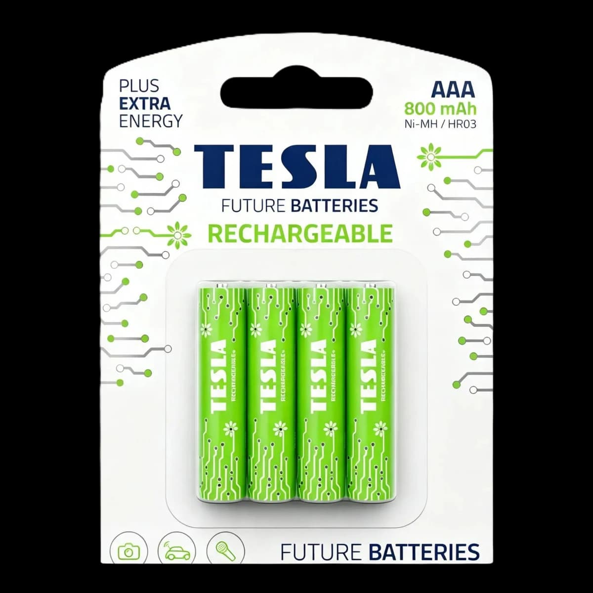 Baterii reîncărcabile Ni-MH Tesla AAA (HR03 / 1.2V / 800mAh), 4 buc.