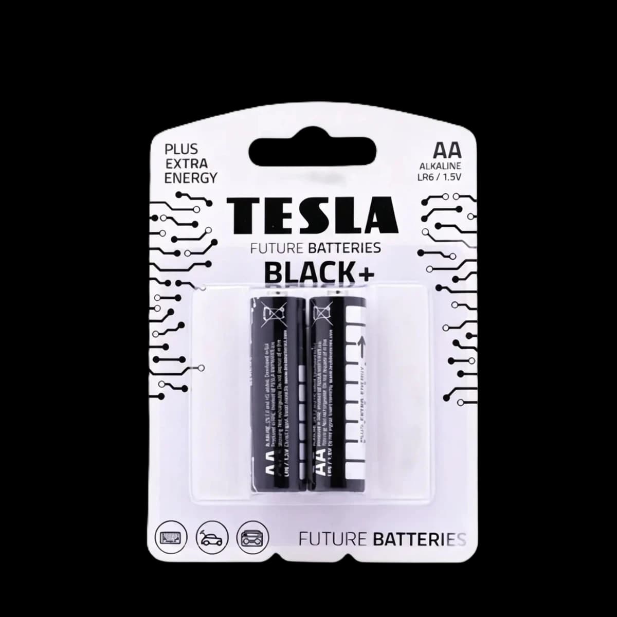 Батарейки алкалиновые Tesla Black+ AA (LR6 / 1,5V), 2 шт.