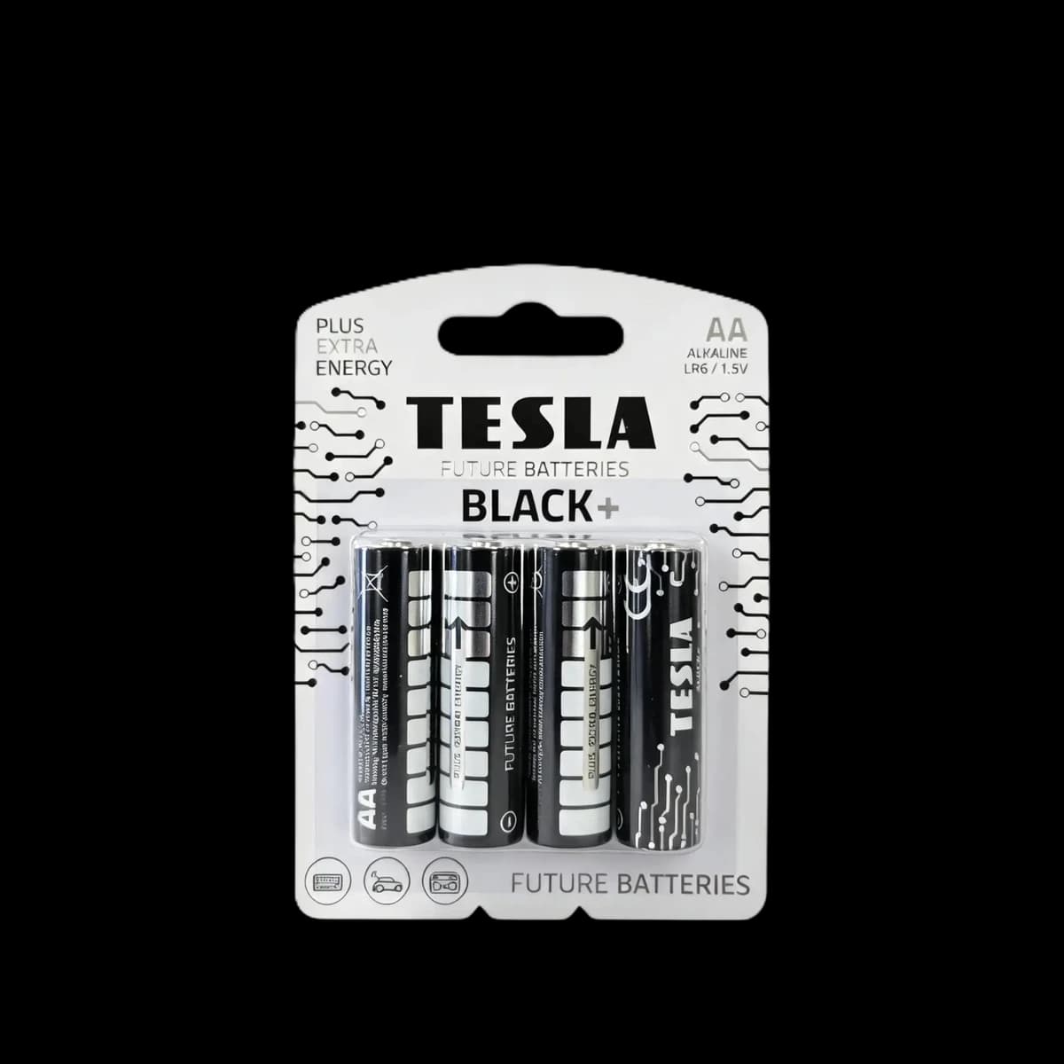 Батарейки алкалиновые Tesla Black+ AA (LR6 / 1,5V), 4 шт.