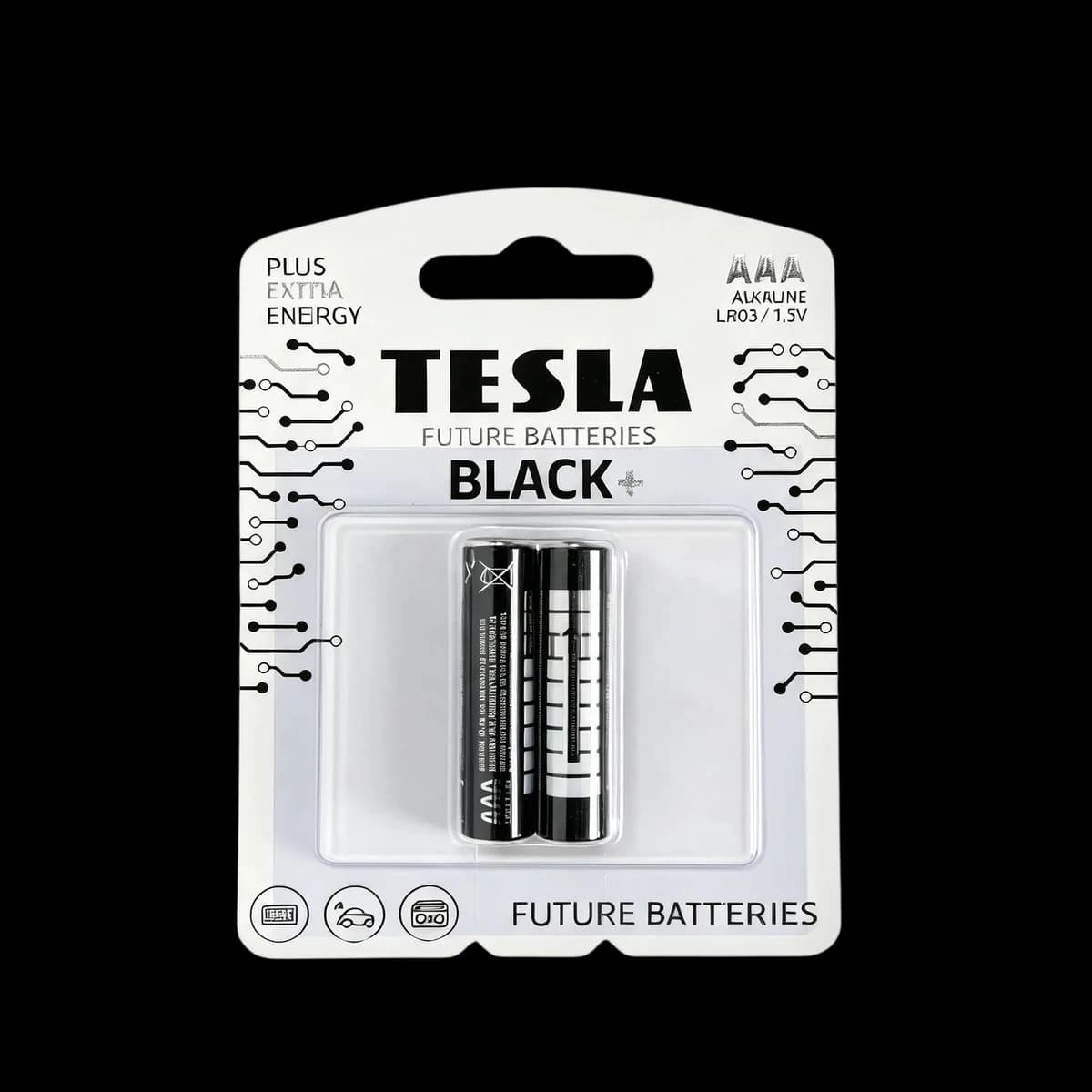 Батарейки алкалиновые Tesla Black+ AAA (LR03 / 1,5V), 2 шт.