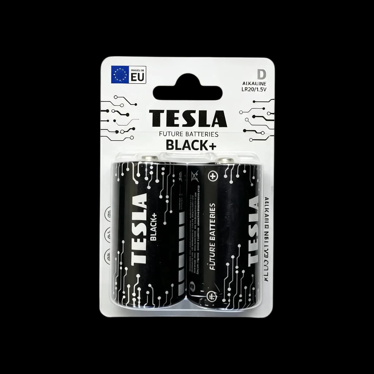 Tesla Black+ Alkaline Batteries D (LR20 / 1.5V), 2 pcs.