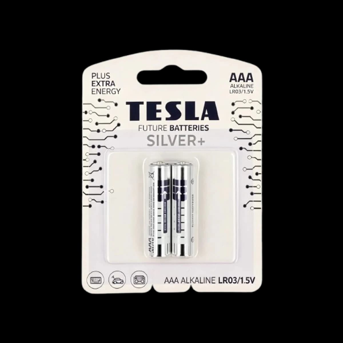 Tesla Silver+ AAA Alkaline Batteries 2 pcs.