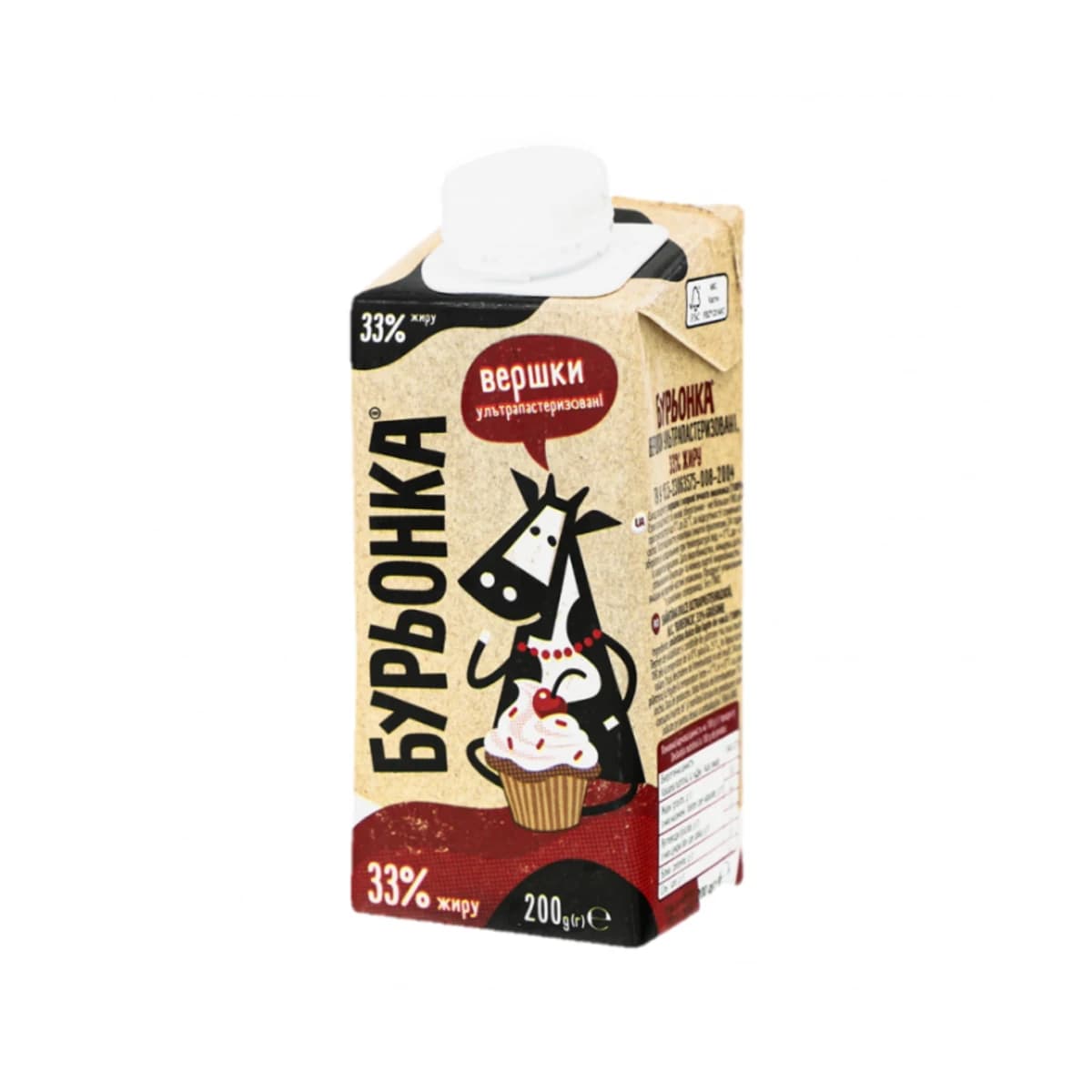 Smântână dulce ultrapasteurizată (UHT) pentru frișcă Bureonca 33% grăsime, 200 g