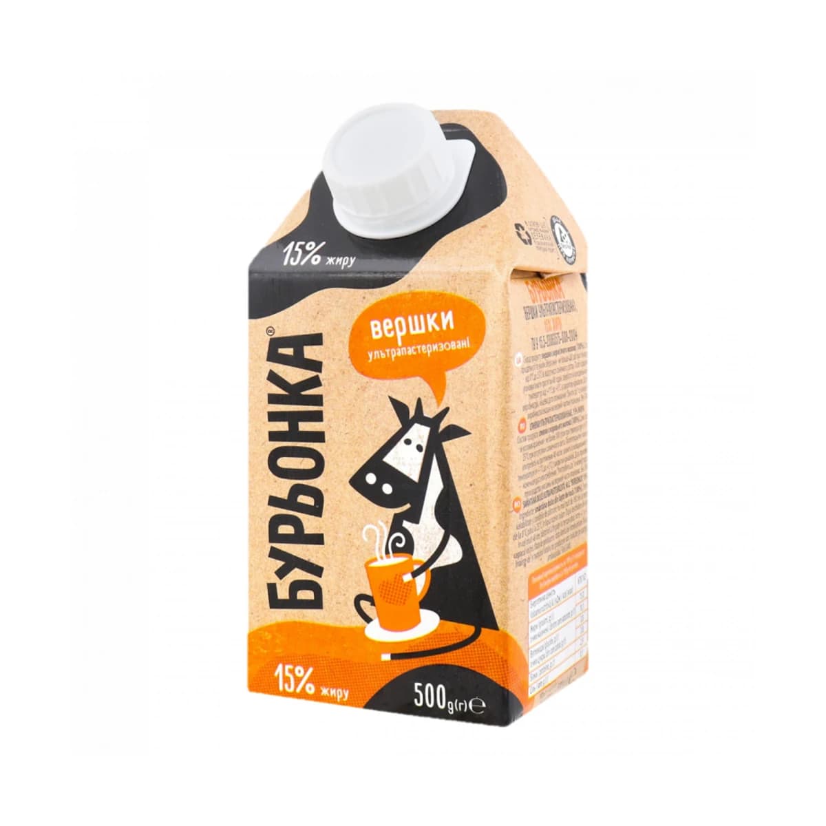 Smântână dulce ultrapasteurizată (UHT) Bureonca 15% grăsime, 500 g