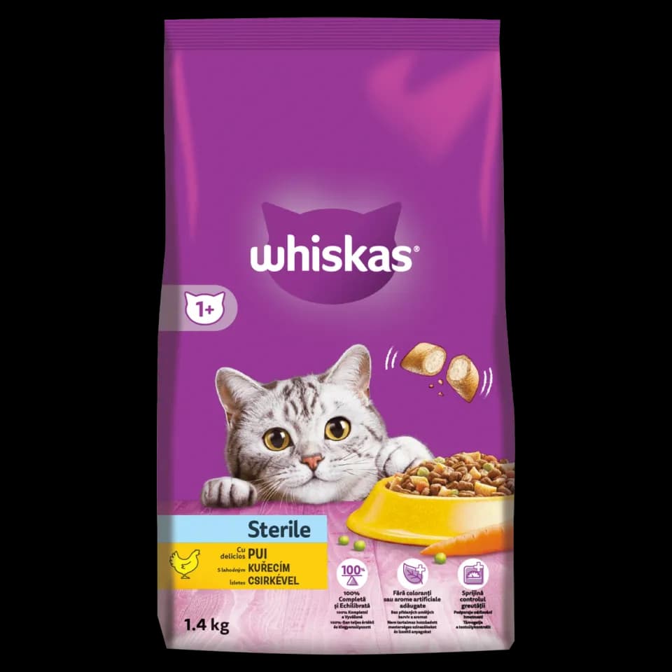 Whiskas Dry Food for sterilised cats, Chicken, 1.4kg