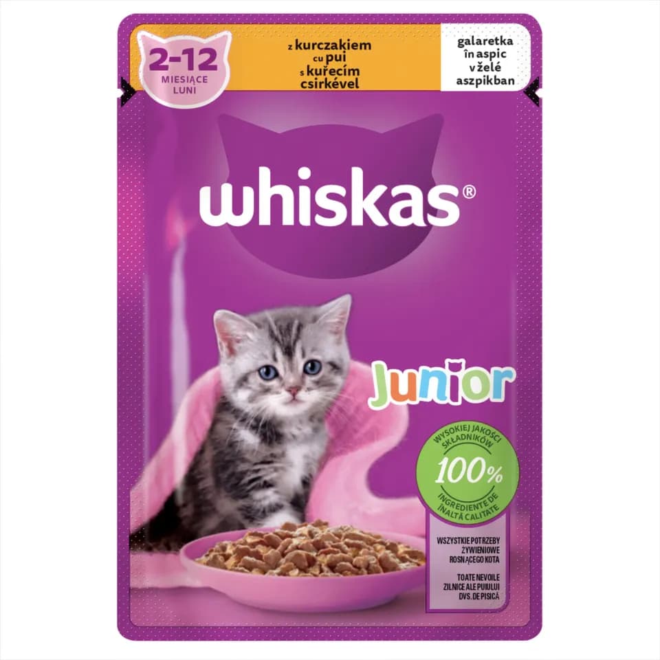 Whiskas Wet Food for kittens, Chicken in Jelly, 85g