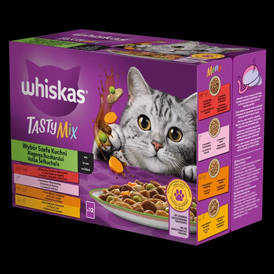 Whiskas Tasty Mix Wet Food for adult cats, Chef’s Choice Selection in Gravy, 12 × 85g