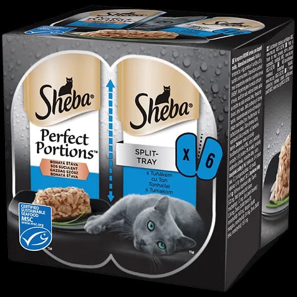 Sheba Perfect Portions Wet Food, Loaf for adult cats, Tuna, 6 × 37.5g