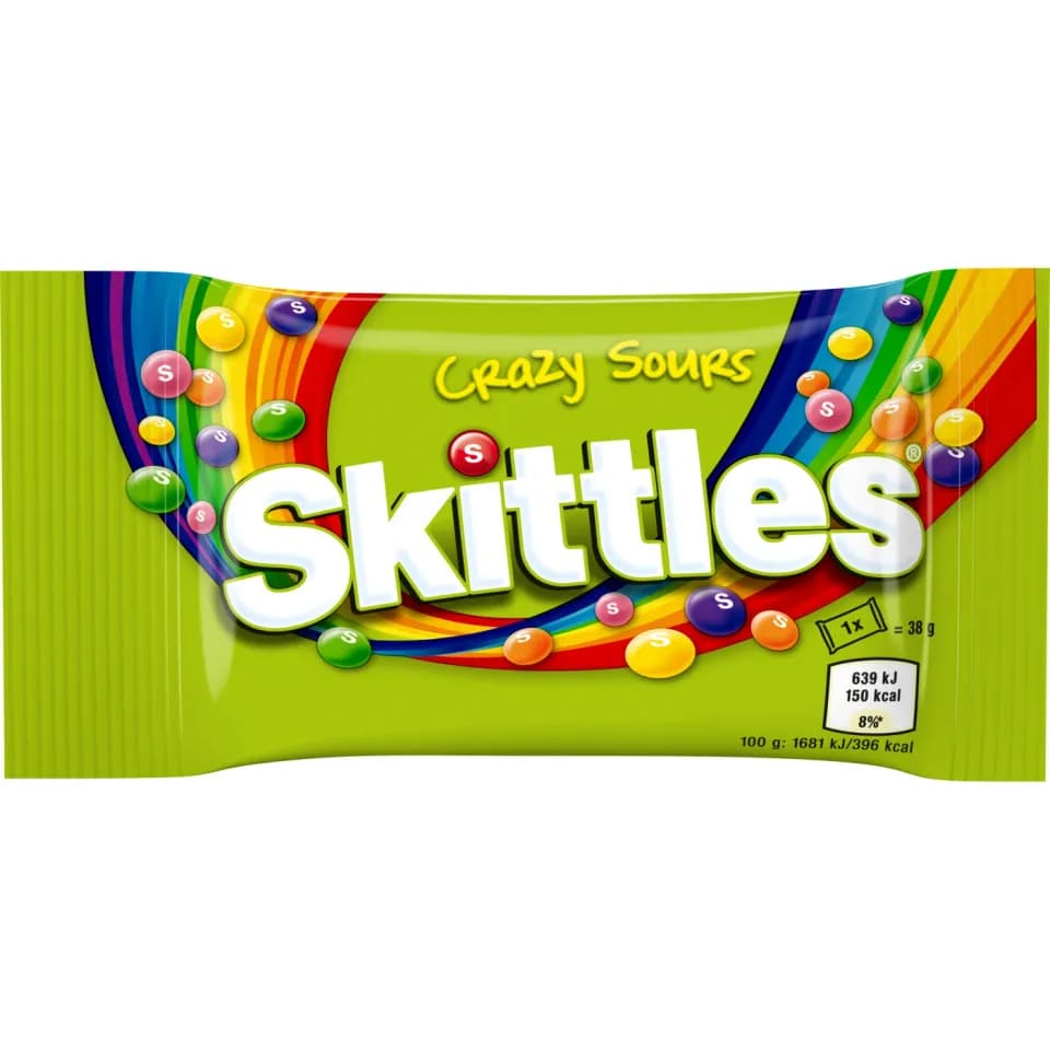 Skittles Crazy Sours bomboane gumate cu arome de fructe acrisoare 38 g