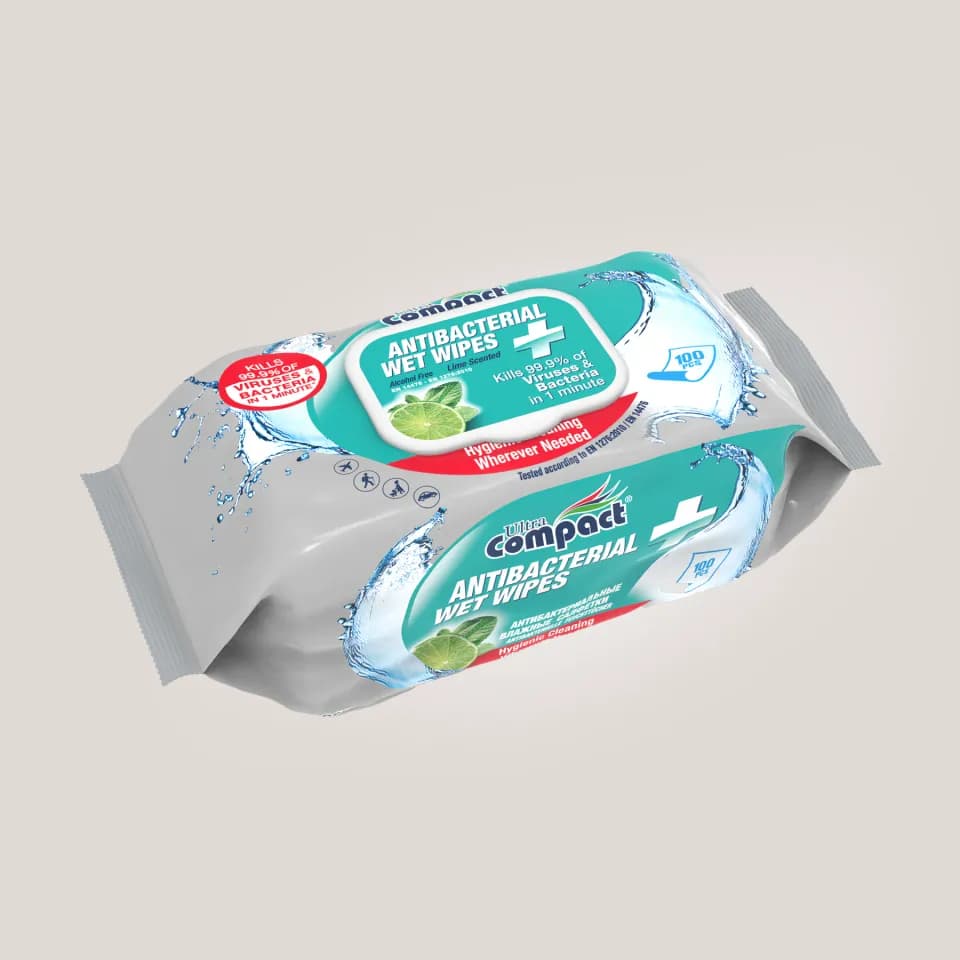 Șervețele umede Antibacteriene 100 buc. Ultra Compact
