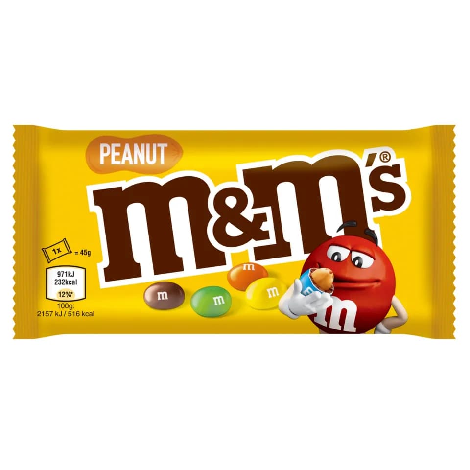 M&M's Peanut Pouch - Milk Chocolate in Sugar Coating with Peanut - 45g