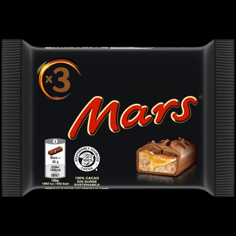 MARS 3-pack - Milk Chocolate Bar with Soft Nougat & Caramel filling -135g
