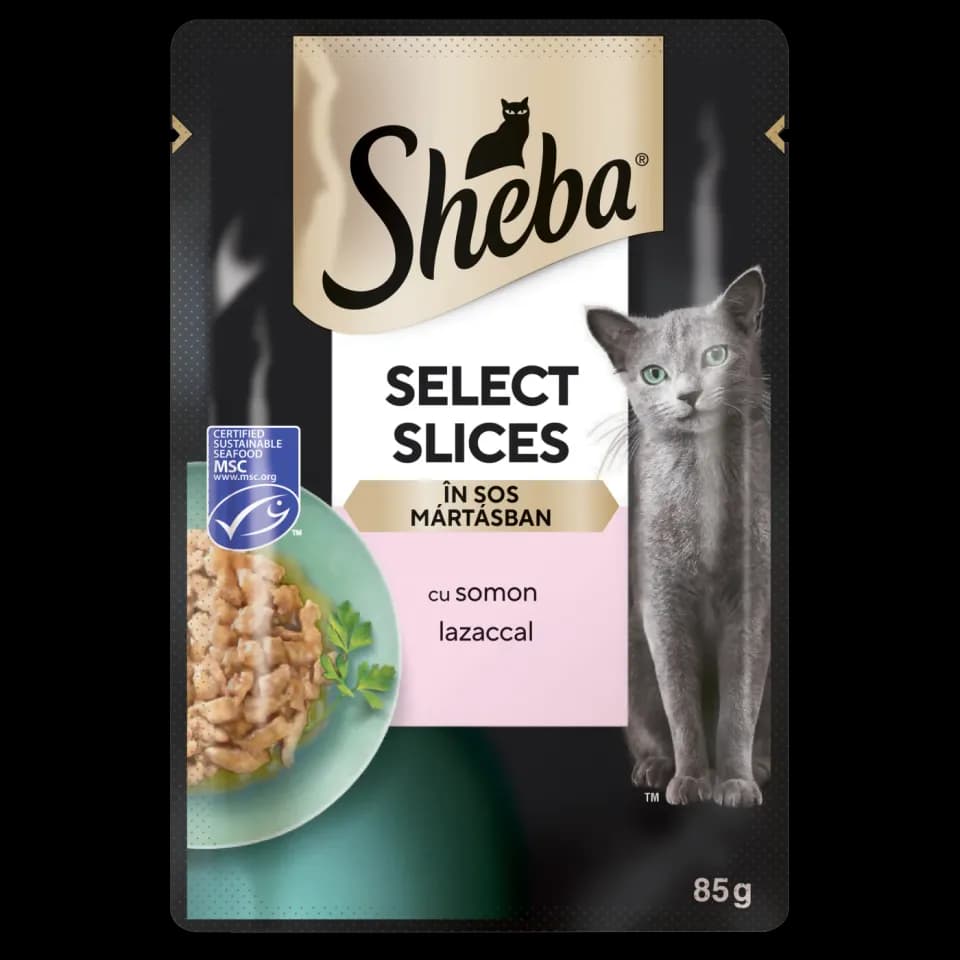 Sheba Wet Food for adult cats, Salmon in Gravy, 85g