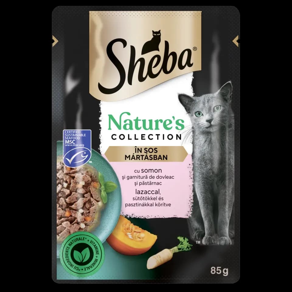 Sheba Nature's collection hrana umeda pentru pisici adulte, cu somon in sos 85g