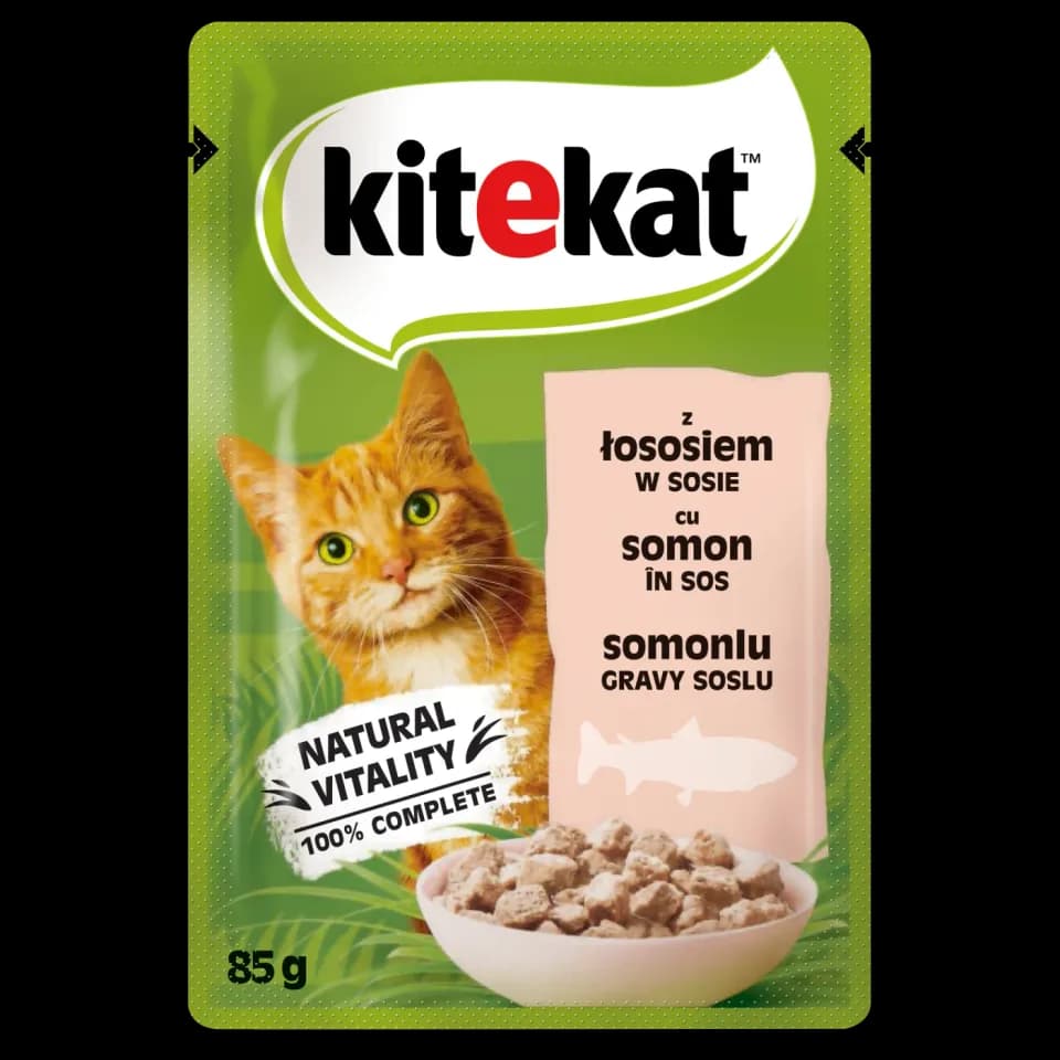 Kitekat Wet Food for adult cats, Salmon in Gravy, 85g
