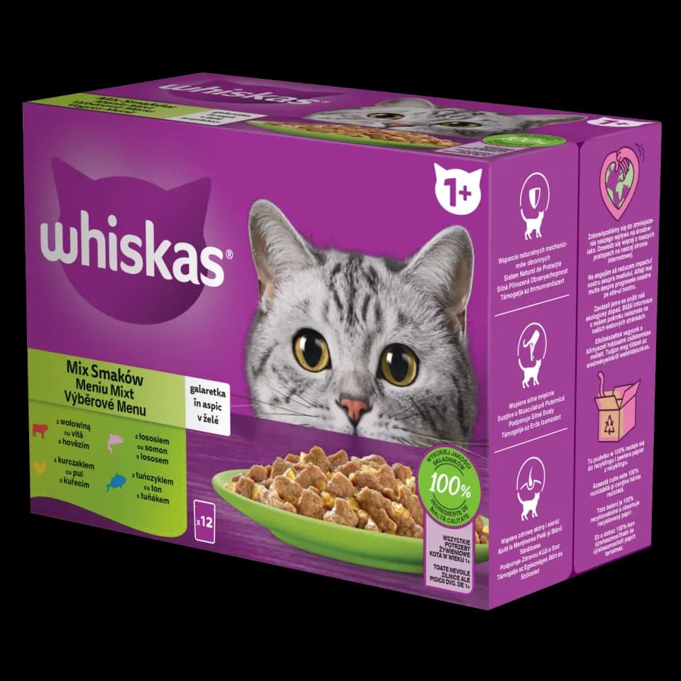 Whiskas hrana umeda pentru pisici adulte, selectii de carne in aspic 12 x 85 g