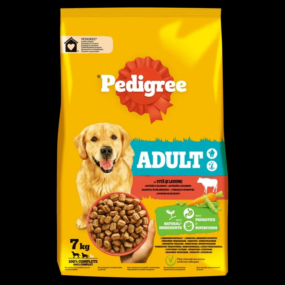 Pedigree Dry Food for adult dogs of medium and large breeds, Beef & Vegetables, 7kg