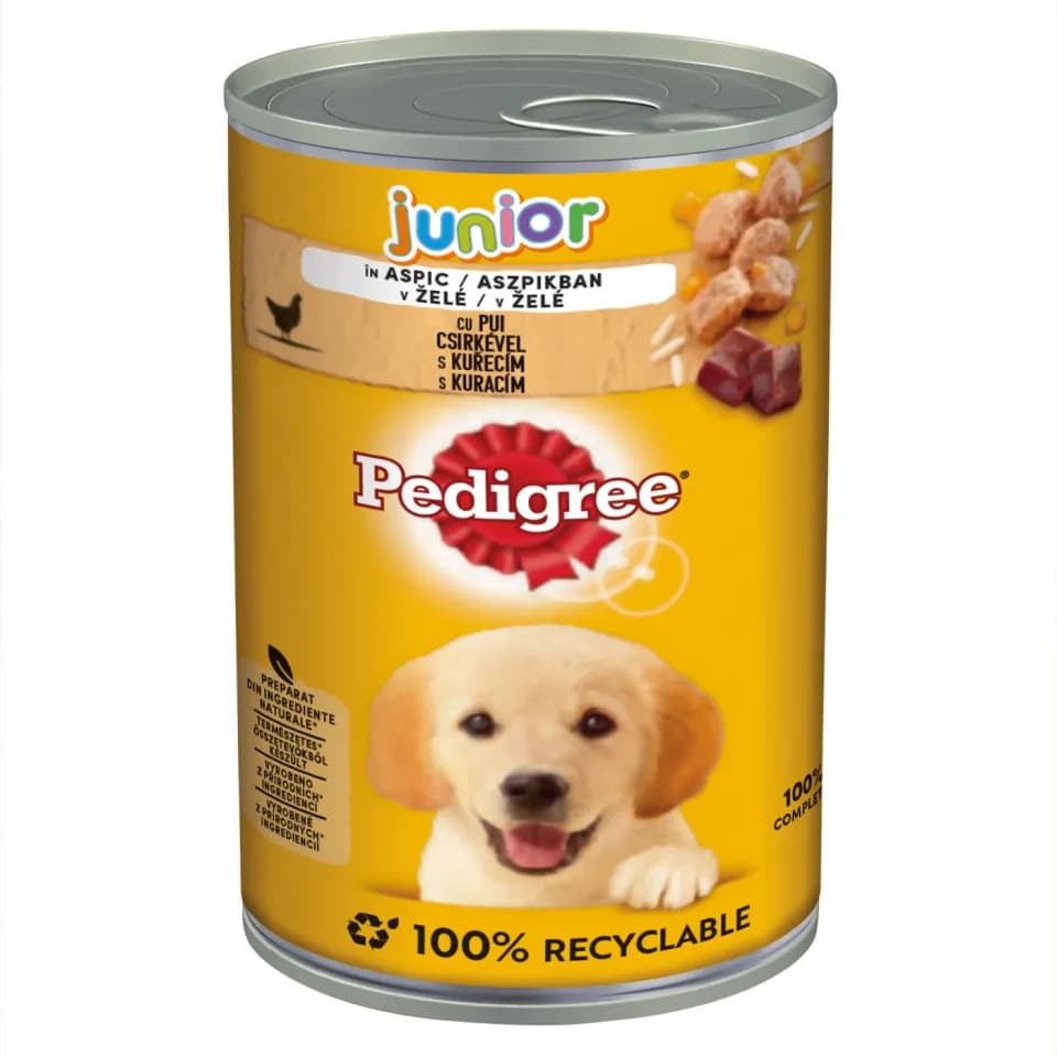 Pedigree Canned Wet Food for puppies, Chicken in Jelly, 400g