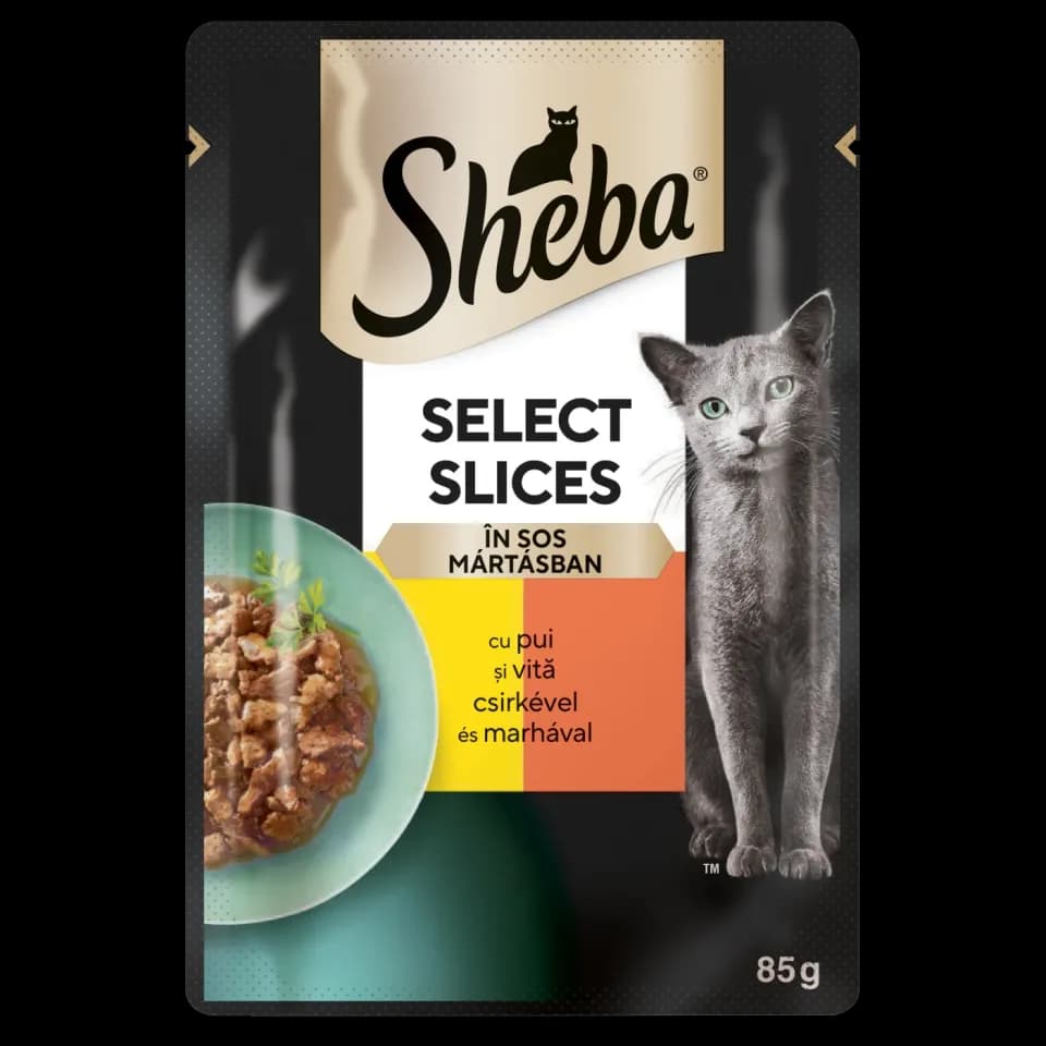 Sheba hrana umeda pentru pisici adulte, cu pui si vita in sos 85g