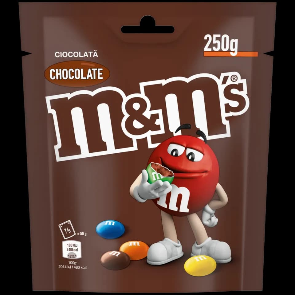 M&M's bomboane de ciocolata cu lapte, cu glazura crocanta si colorata 250 g
