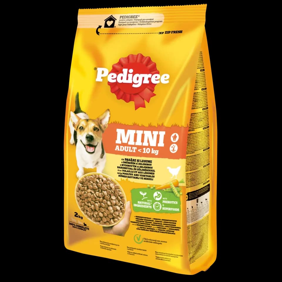 Pedigree hrana uscata cu pasare si legume pentru caini adulti de talie mica 2kg