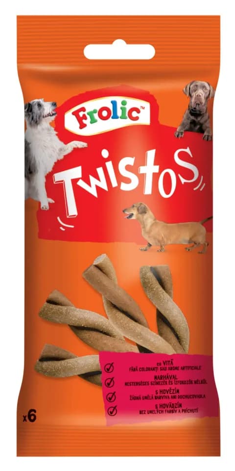 Frolic Twistos recompense pentru caini, cu vita 105 g