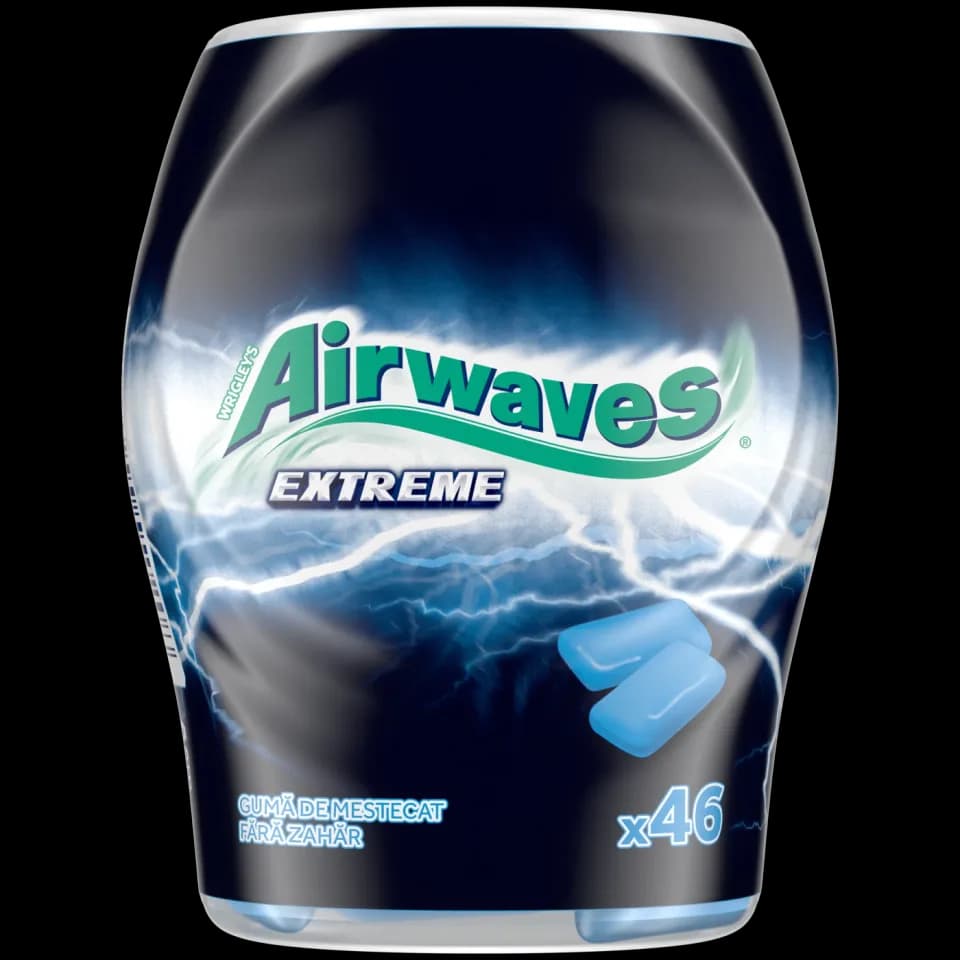 Airwaves Extreme guma de mestecat fara zahar cu arome de menta si eucalipt 46 buc 64 g