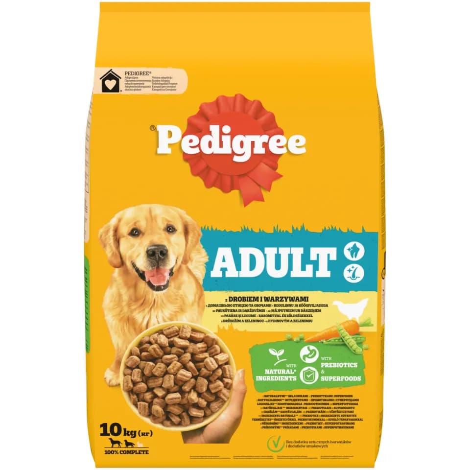 Pedigree hrană uscată cu carne de pasăre și legume pentru câini adulți 10kg