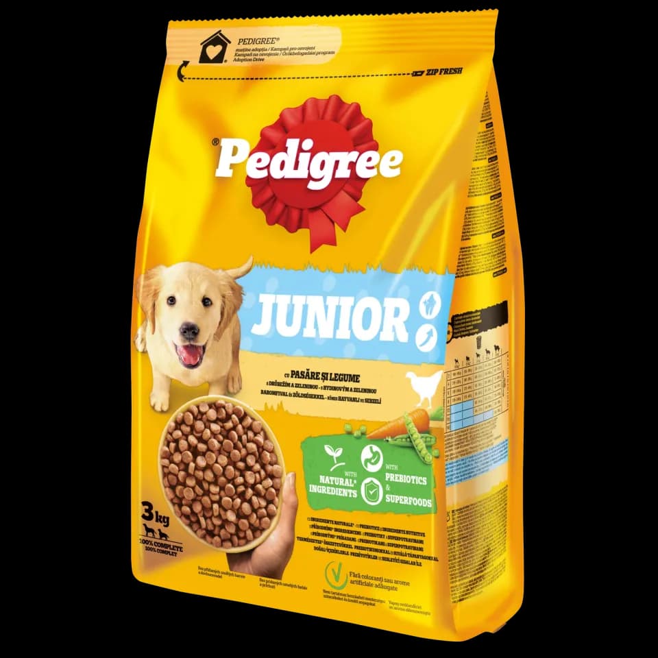 Pedigree, сухой корм для щенков средних и крупных пород, птица и овощи, 3 кг