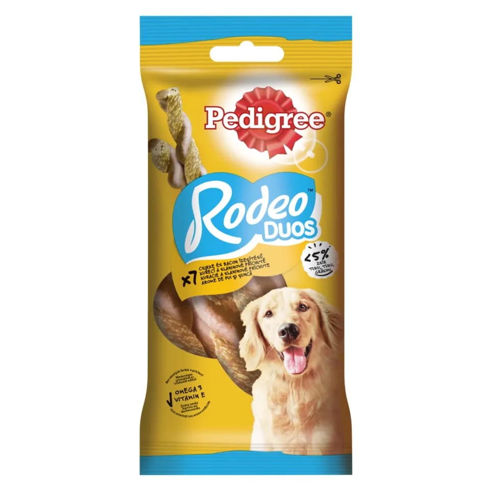 Pedigree Rodeo Duos, лакомство для собак, курица и бекон, 7 шт., 123 г