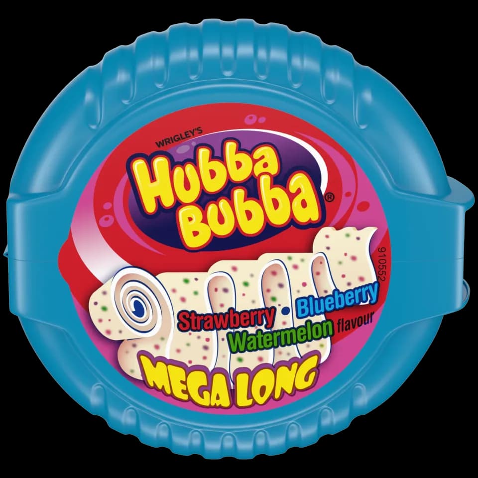 Hubba Bubba Mega Long guma de mestecat cu arome de capsuni, afine si pepene rosu 56 g