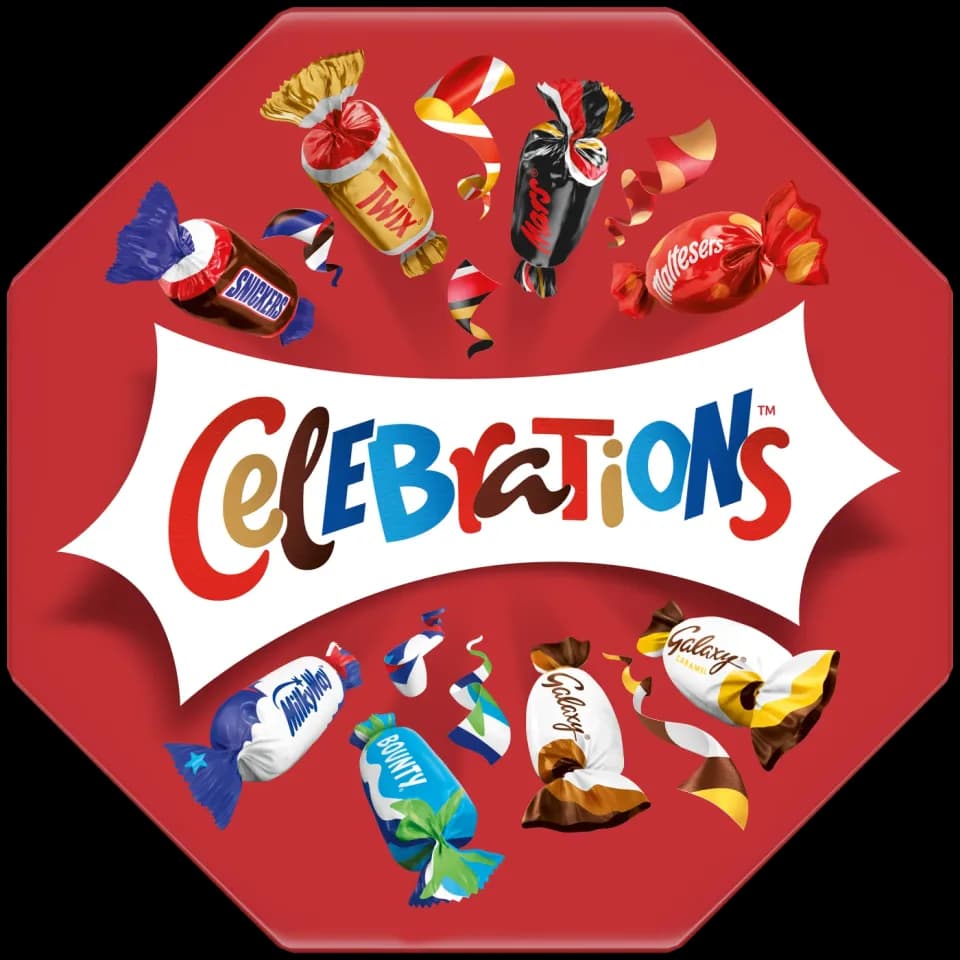 Celebrations ассорти шоколадных конфет Snickers, Mars, Bounty, Twix, Maltesers, Galaxy, 196 г