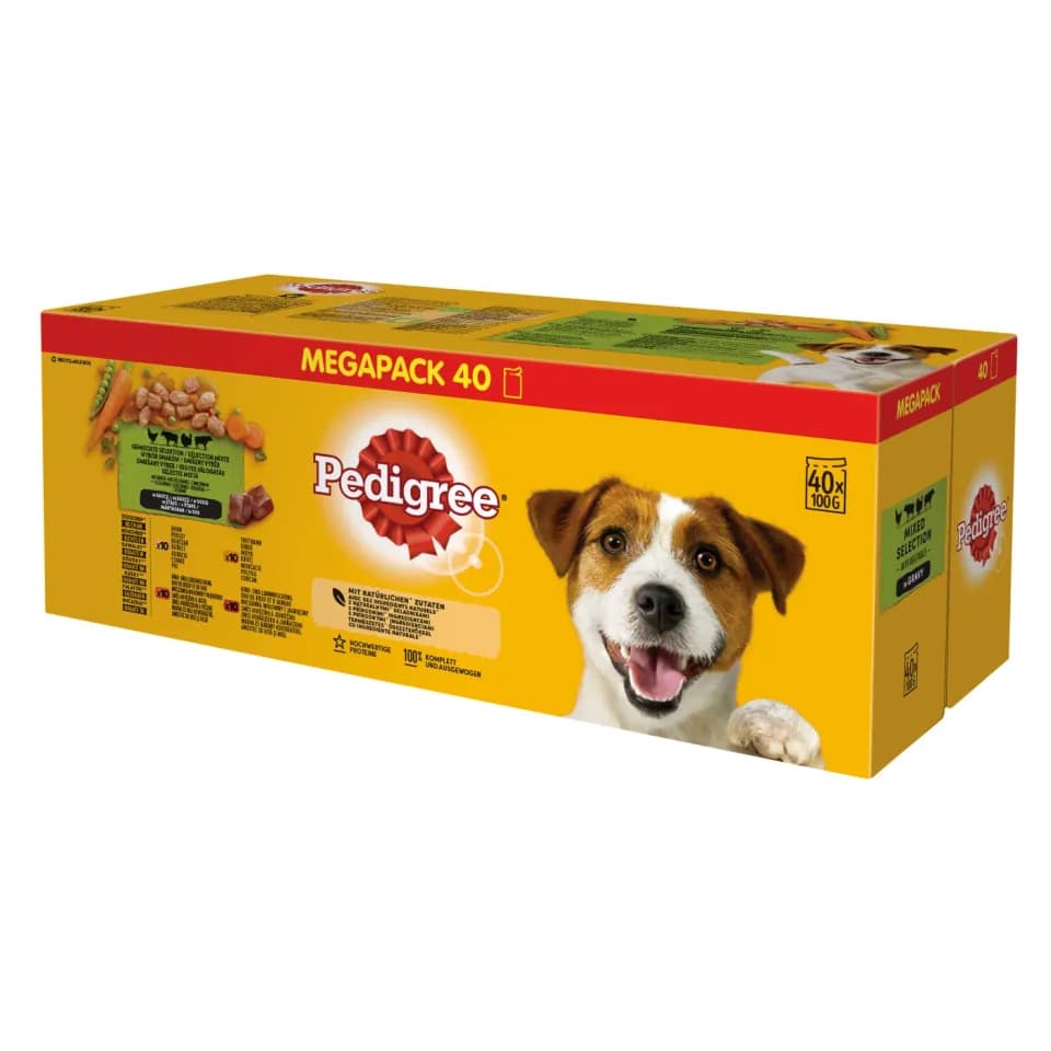 Pedigree, влажный корм для взрослых собак, ассорти в соусе, 40 × 100 г
