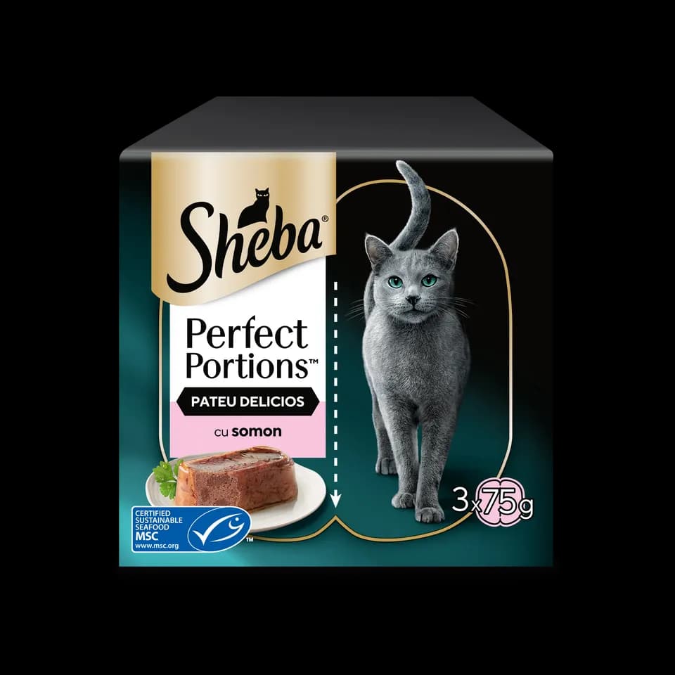 Sheba Perfect Portions Wet Food, Loaf for adult cats, Salmon, 6 × 37.5g
