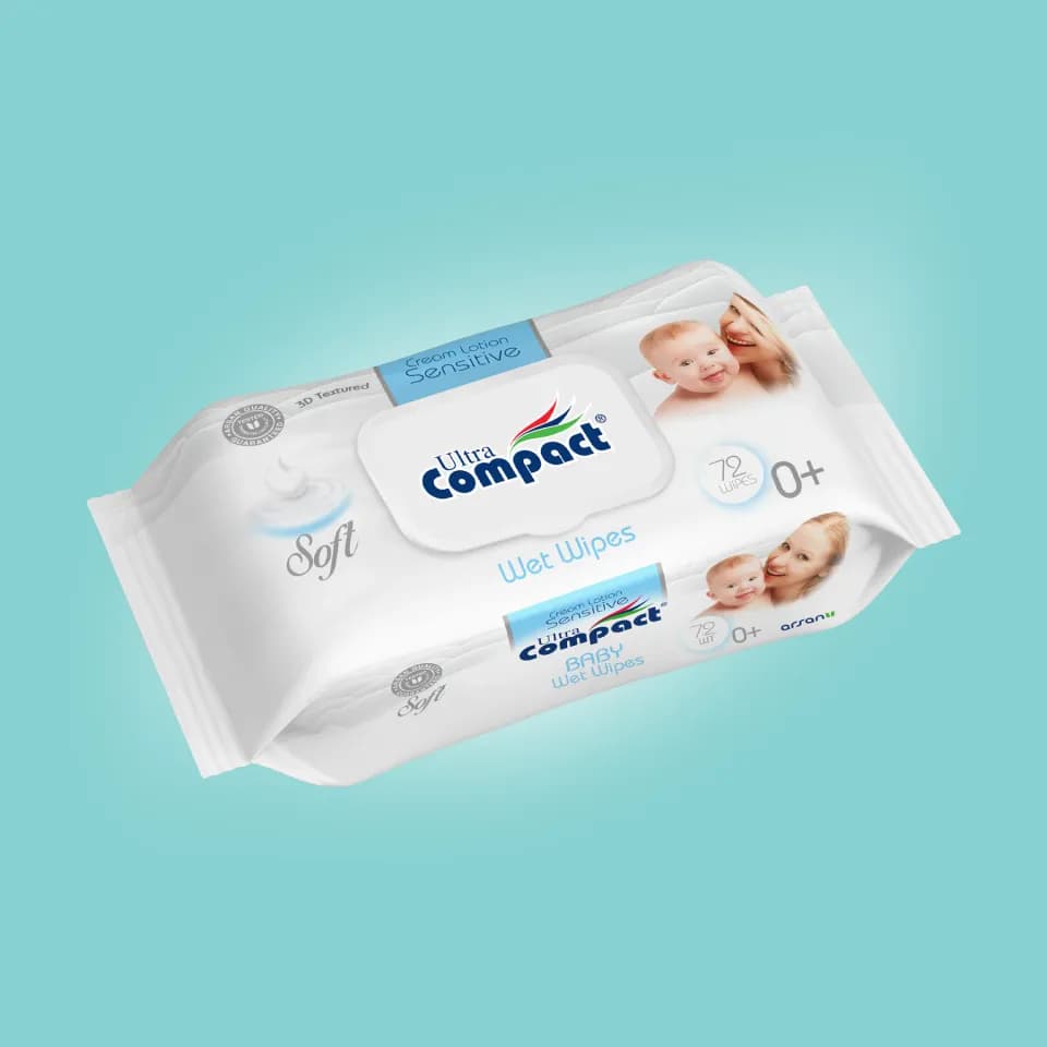 Baby Wet Wipes with Cream Lotion 72 pcs. Ultra Compact