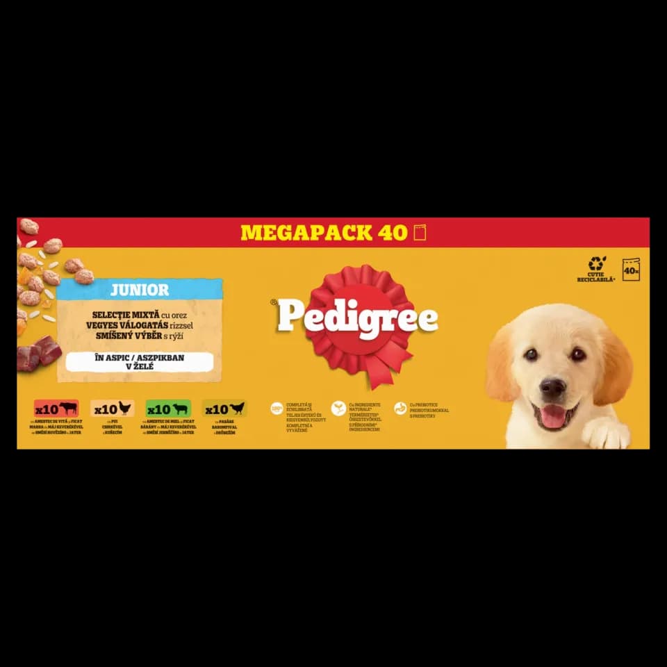 Pedigree Wet Food for puppies, Mixed Selection in Jelly, 40 × 100g