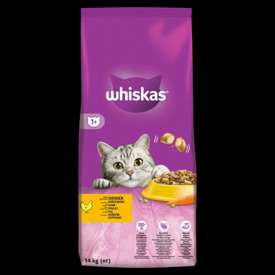 Whiskas Dry Food for adult cats, Chicken, 14kg