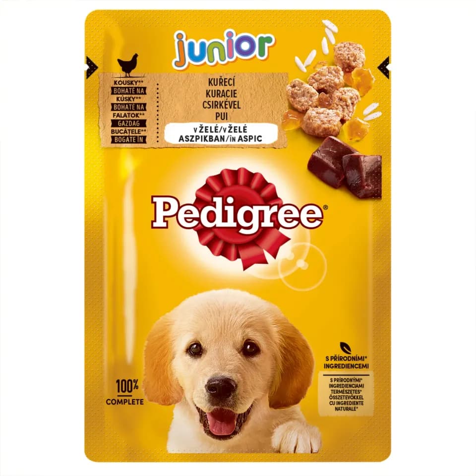 Pedigree hrana umeda pentru caini juniori, cu pui si orez in aspic 100 g