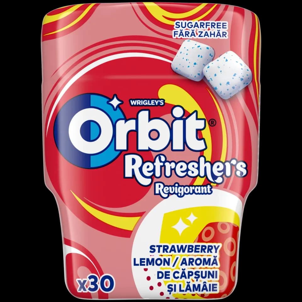 ORBIT Refresher - Sugar-Free Chewing Gum Strawberry Lemon Bottle - 30 pieces- 67g