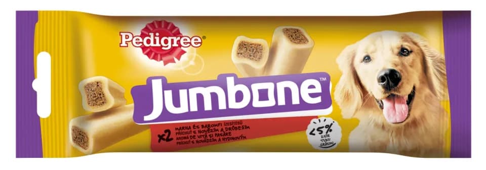 Pedigree Jumbone batoane pentru caini de talie medie, cu aroma de vita si pasare 2 buc 180 g