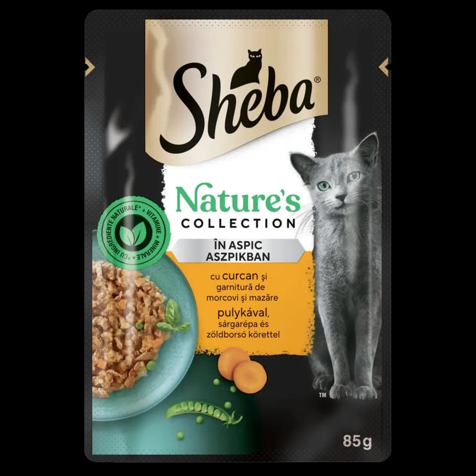 Sheba Nature's collection Wet Food for adult cats, Turkey, Carrot & Peas in Jelly, 85g