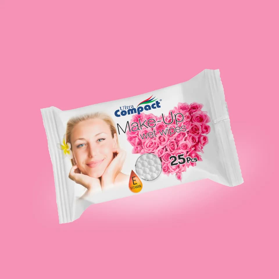 Ultra Compact Rose Make-up Remover Wet Wipes, 25 pcs.