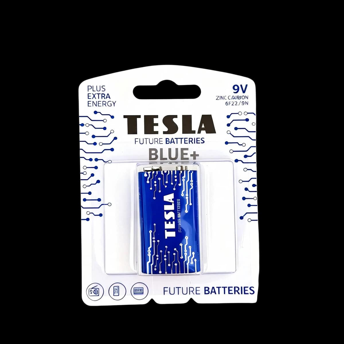 Baterie zinc-carbon Tesla Blue+ 9V (6F22 / 9V), 1 buc.