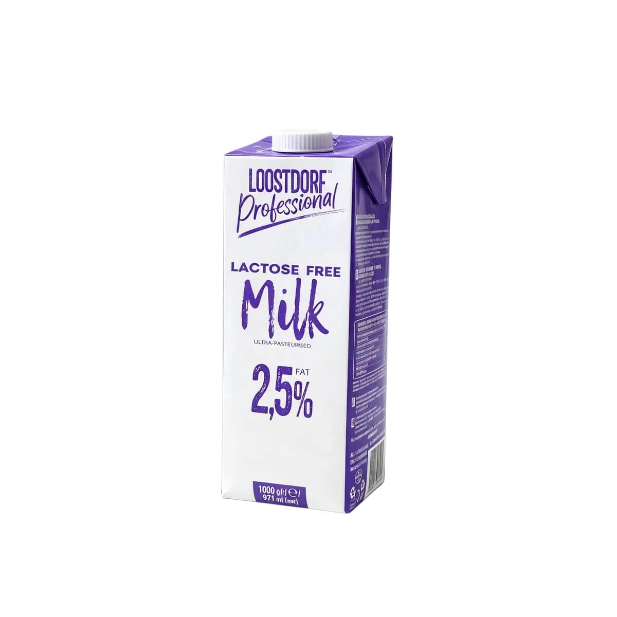 Loostdorf Professional Ultra-Pasteurized (UHT) Lactose-Free Cow's Milk 2.5% fat, 1000 g / 971 ml