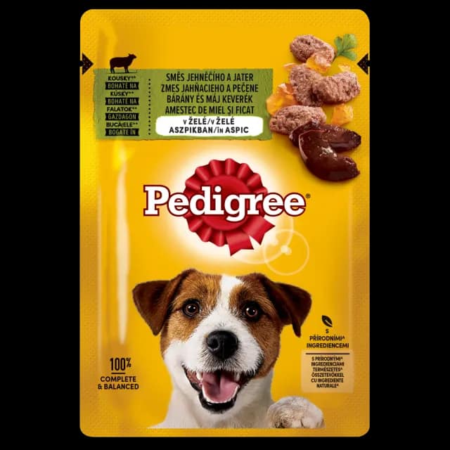 Pedigree Wet Food for adult dogs, Lamb & Liver in Jelly, 100g