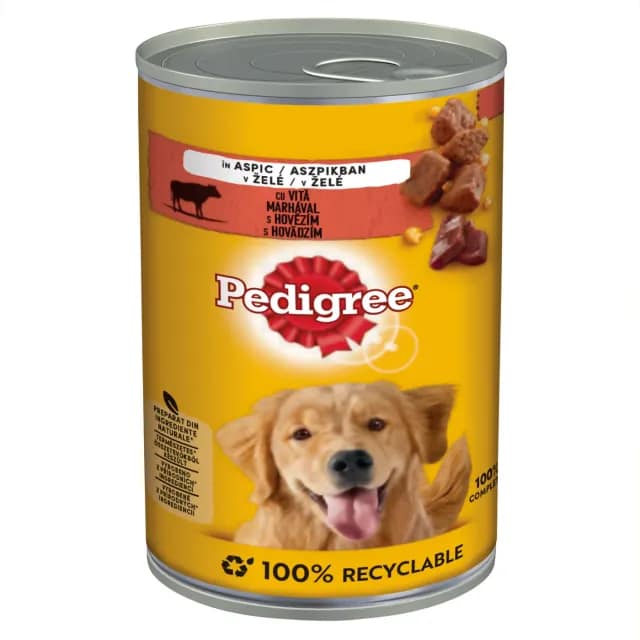 Pedigree Canned Wet Food for adult dogs, Beef in Jelly, 400g
