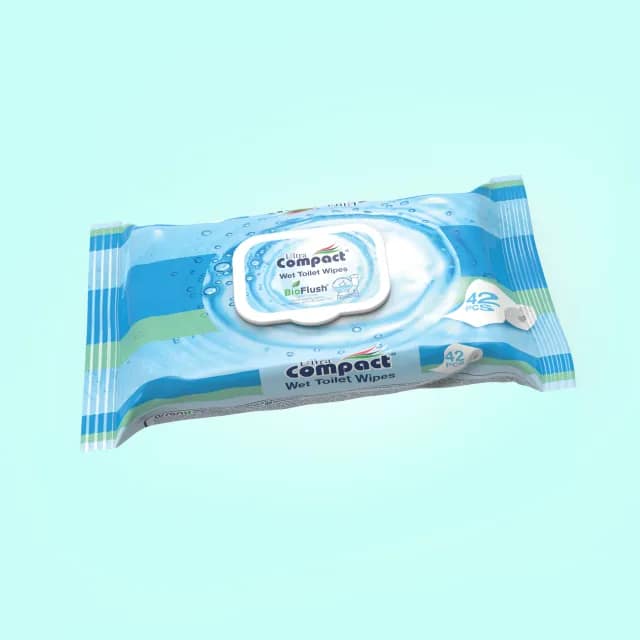 Flushable Toilet Wet Wipes 42 pcs. Ultra Compact