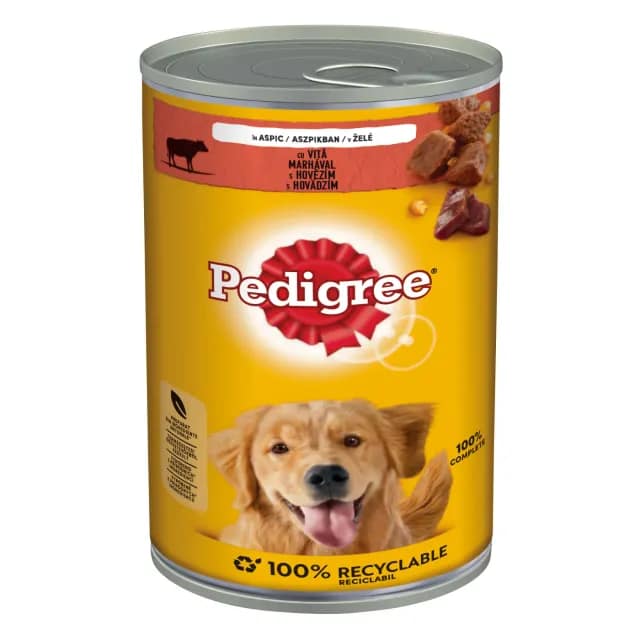 Pedigree Canned Wet Food for adult dogs, Beef in Jelly, 1200g